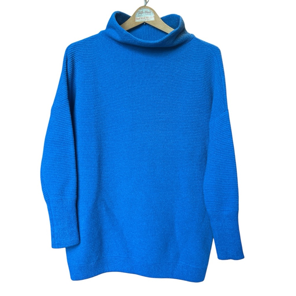Stitch and Stone Blue Ribbed Turtleneck Sweater, Tunic Length, Size XS